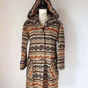 Vintage Pendleton Limited Blanket Wool Hooded Aztec Western Long Line Coat